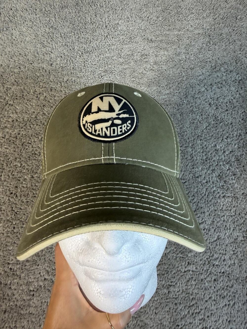 New York Hat Cap Strap Back Mens One Size Green Twill Embroidered